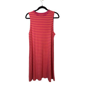 TIME AND TRU Size L Pink and Orange Striped Sleeveless Dress